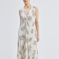 Reistor Front Twist Maxi dress in Black Florals