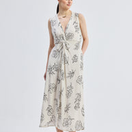 Reistor Front Twist Maxi dress in Black Florals