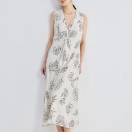 Reistor Front Twist Maxi dress in Black Florals