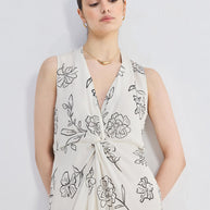 Reistor Front Twist Maxi dress in Black Florals