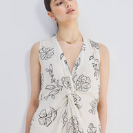 Reistor Front Twist Maxi dress in Black Florals