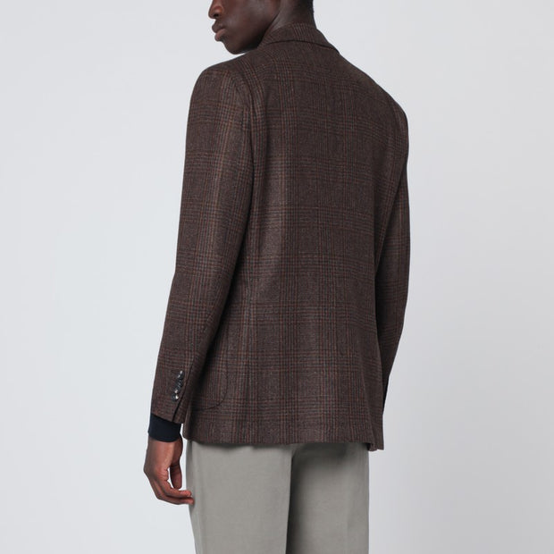 Santaniello Brown Jacket In Prince Of Wales Check