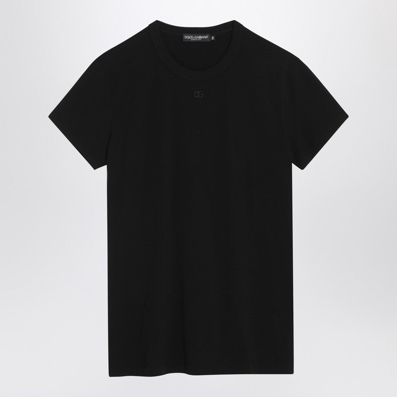 Dolce & Gabbana Black T-shirt With Logo Embroidery