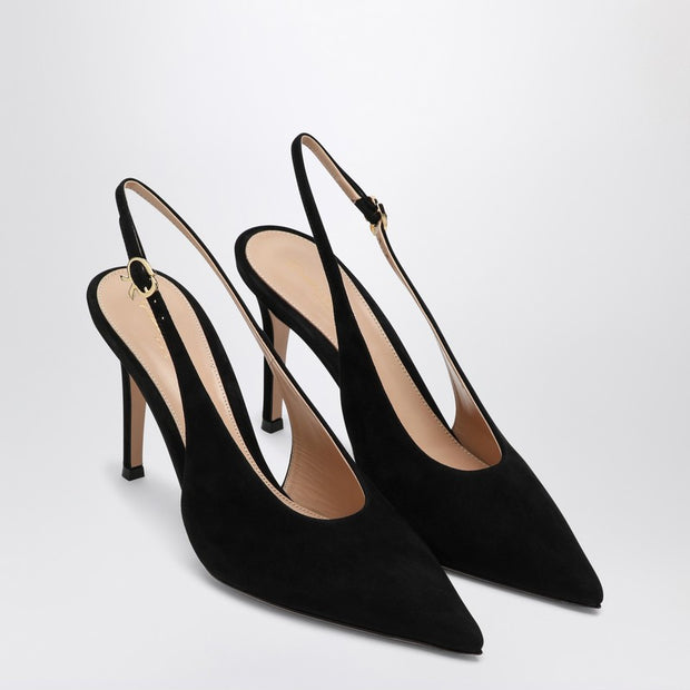 Gianvito Rossi Black Suede High Slingback Robbie