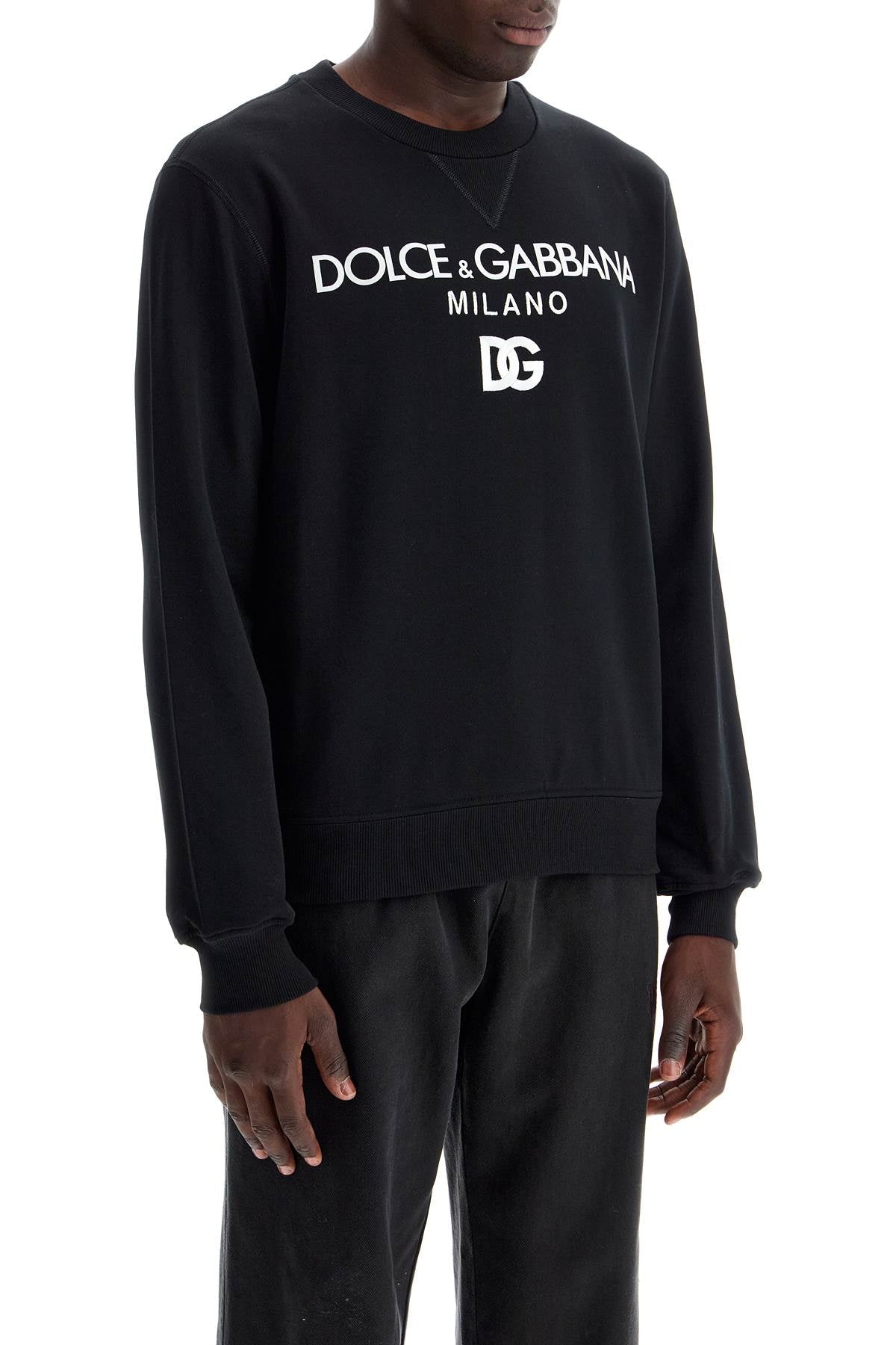 Dolce & Gabbana Round Neck Sweatshirt With Dg Embroidery And Lettering