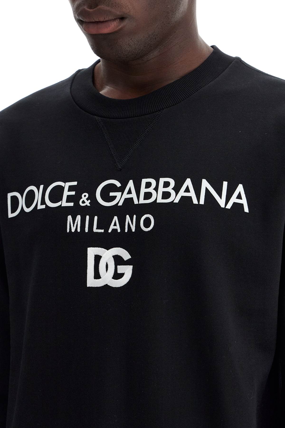 Dolce & Gabbana Round Neck Sweatshirt With Dg Embroidery And Lettering