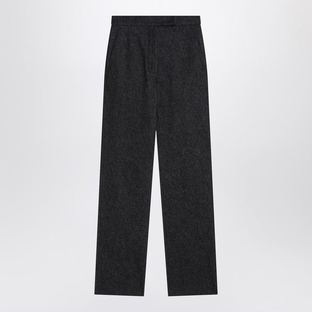Max Mara Midnight Blue Trousers In Cotton Denim Effect
