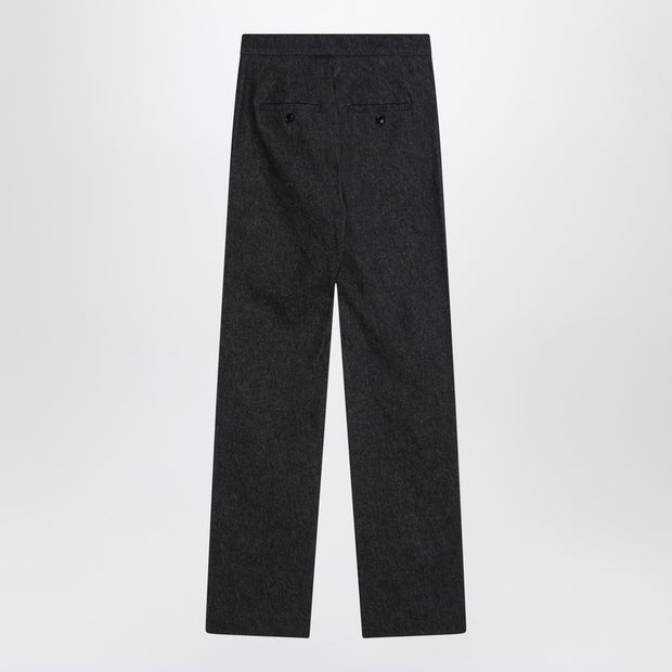 Max Mara Midnight Blue Trousers In Cotton Denim Effect