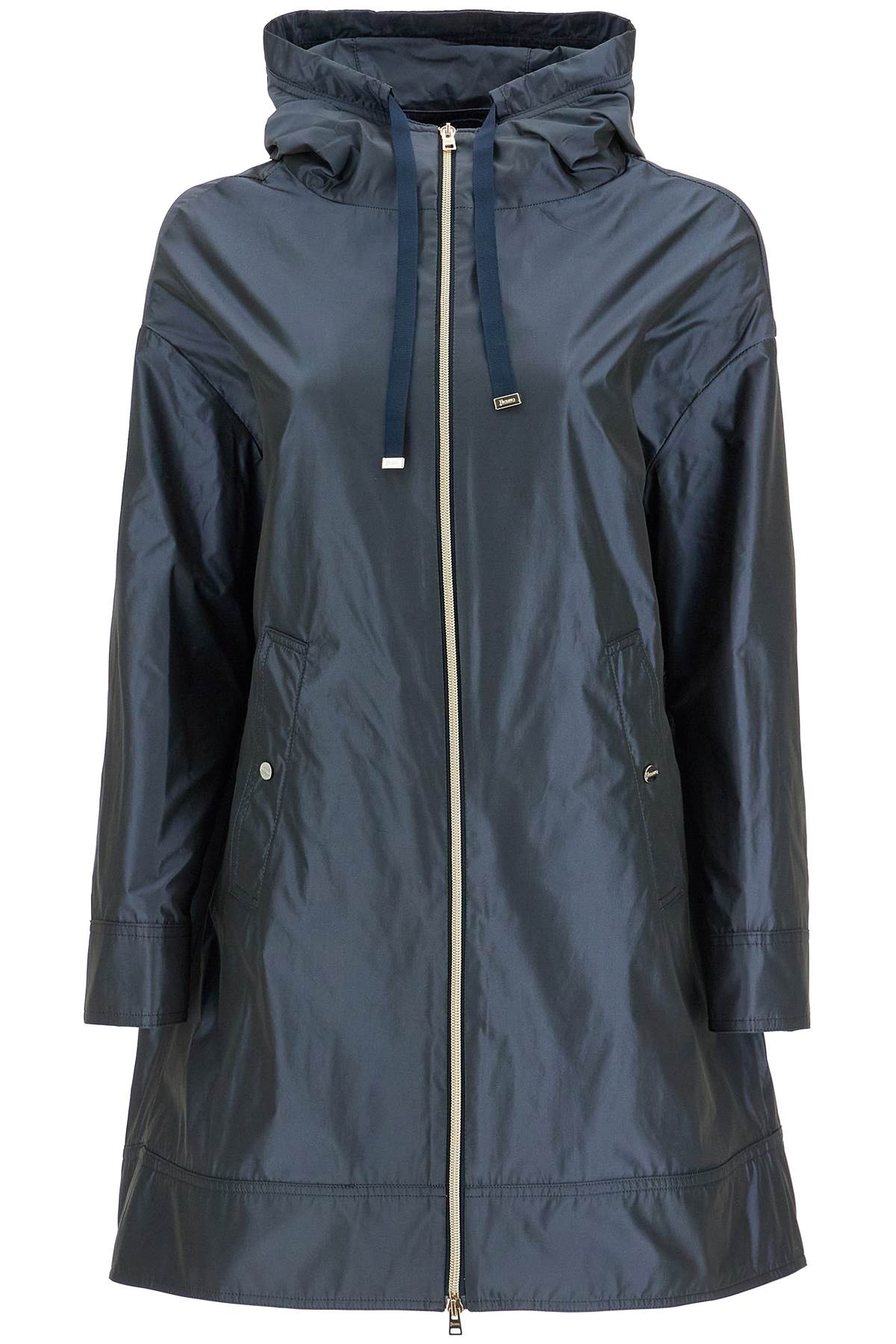 HERNO Dark Blue Technical Taffeta Waterproof Parka With Hood