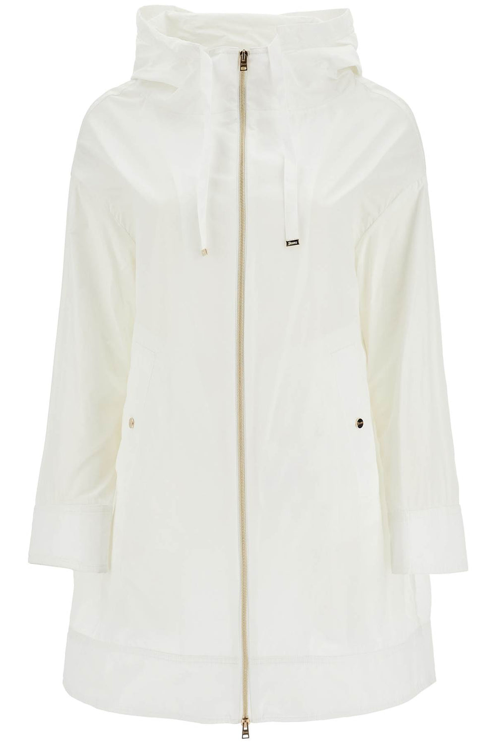 HERNO White Waterproof 3/4 Sleeve Parka Techno Taffeta