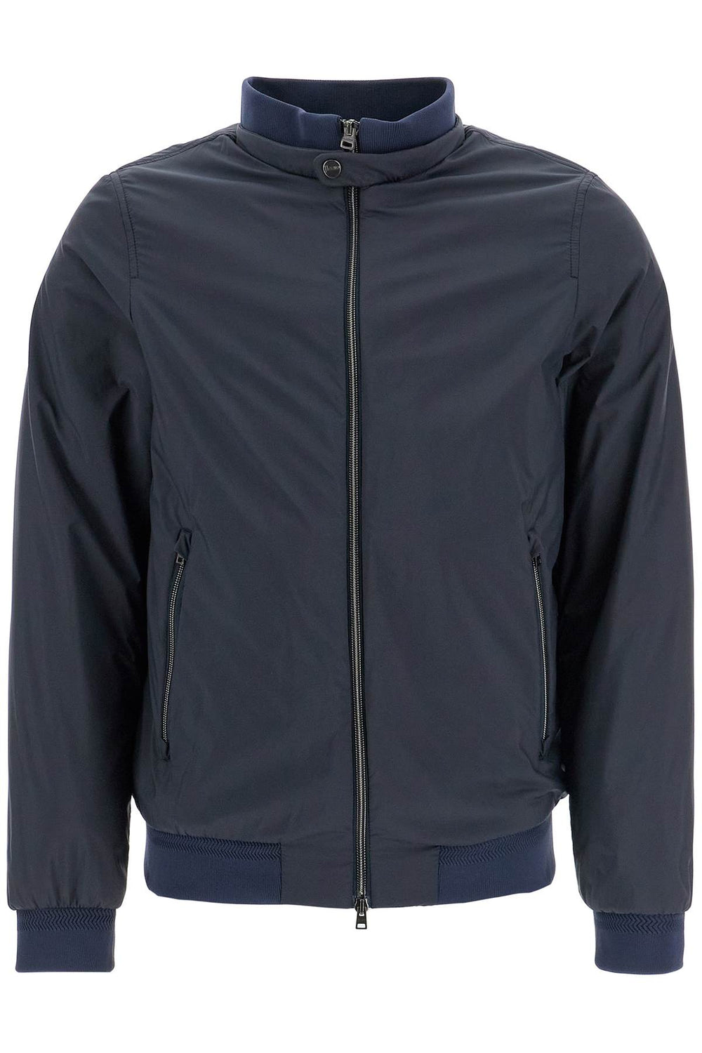 HERNO Lightweight Dark Blue Polyamide Waterproof Bomber Jacket