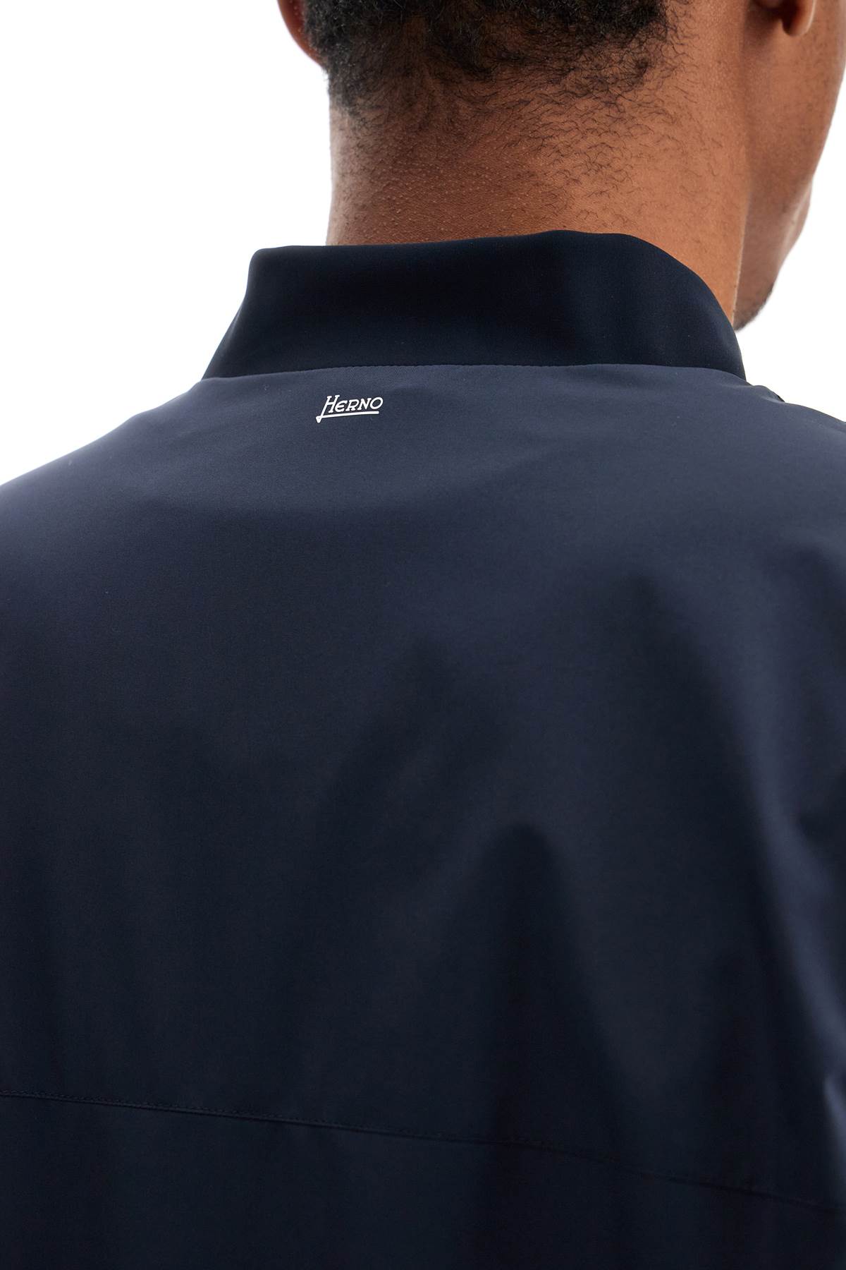 HERNO Dark Blue Polyester Bomber With Waterproof Gore Windstopper