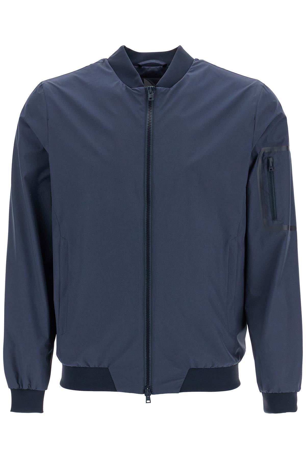 HERNO Dark Blue Polyester Bomber With Waterproof Gore Windstopper