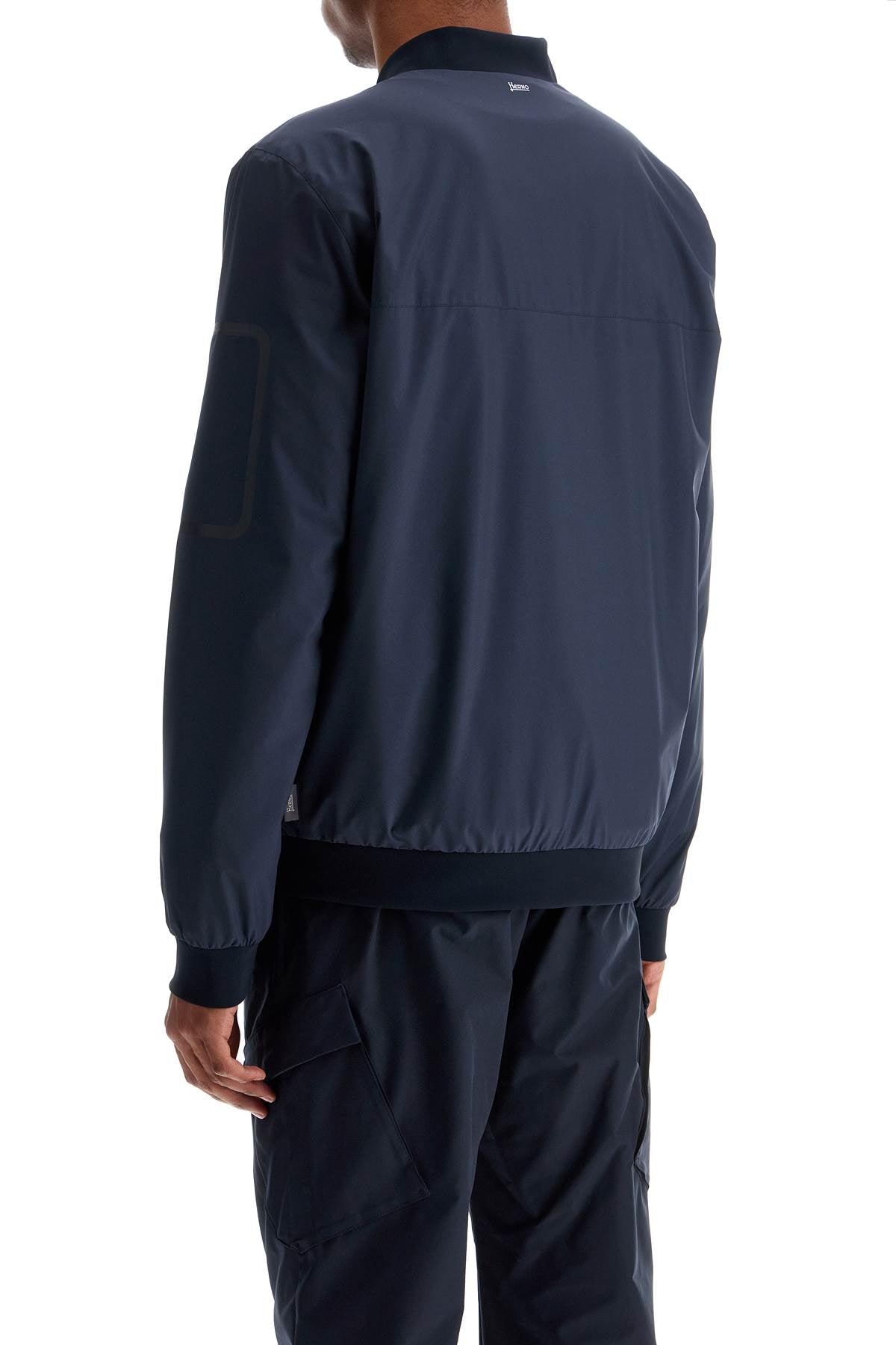 HERNO Dark Blue Polyester Bomber With Waterproof Gore Windstopper