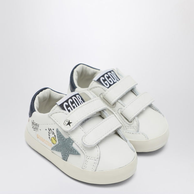 Golden Goose Kids' Baby Old School Sneakers In White/light Blue/navy