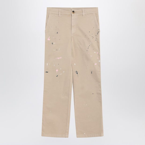 Golden Goose Kids' Beige Trousers With Splatter Details