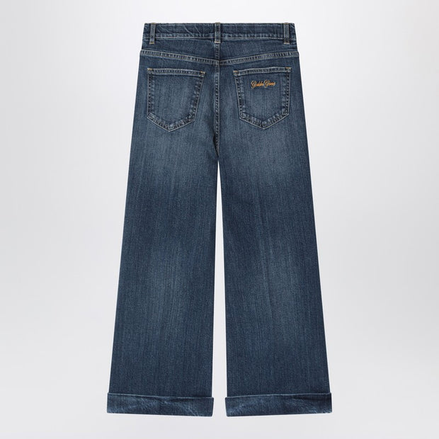 Golden Goose Kids' Dark Blue Washed-out Jeans