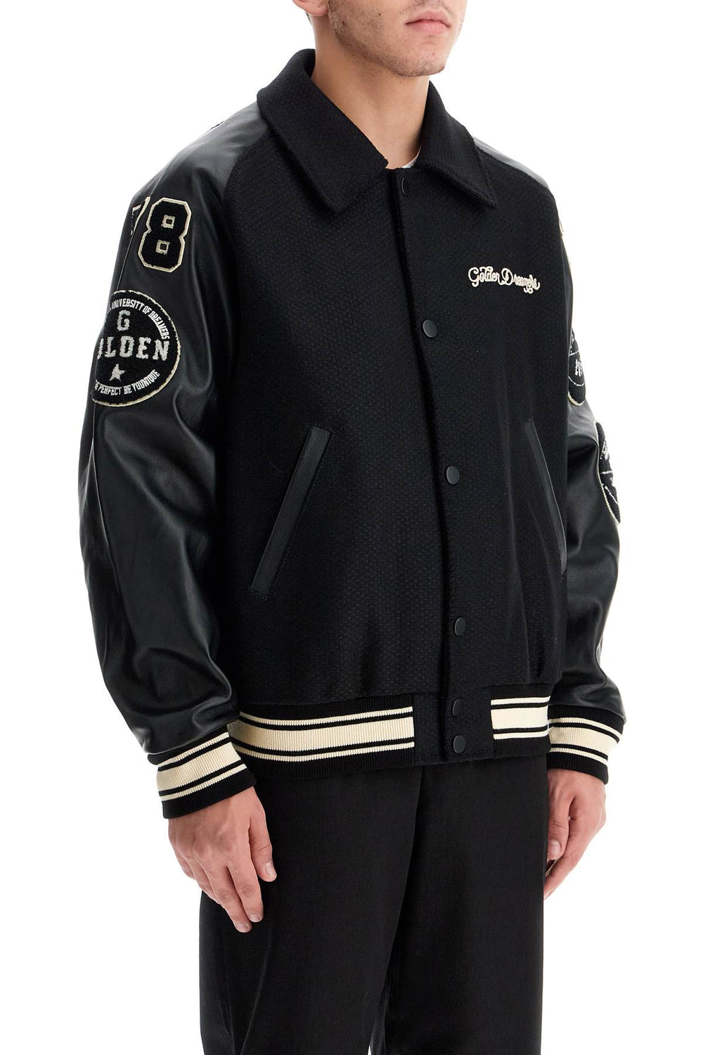 Golden Goose Wool Bomber Jacket With Patch Details