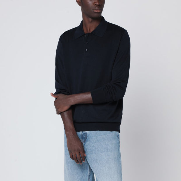 Golden Goose Navy Blue Wool Polo