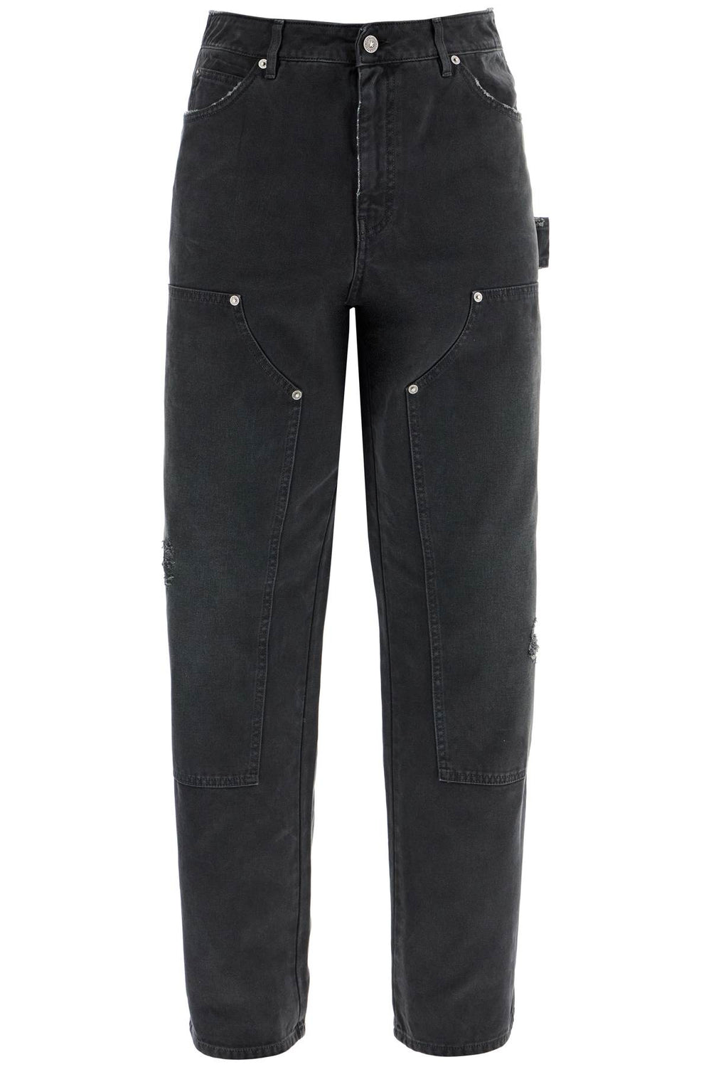 Golden Goose Painter Pants In Black Cotton Destroyed Effect Journey