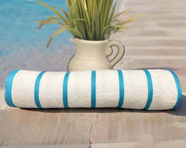 Premium Cotton-Poly Blend Horizontal Stripes Pool Towels 2 PK