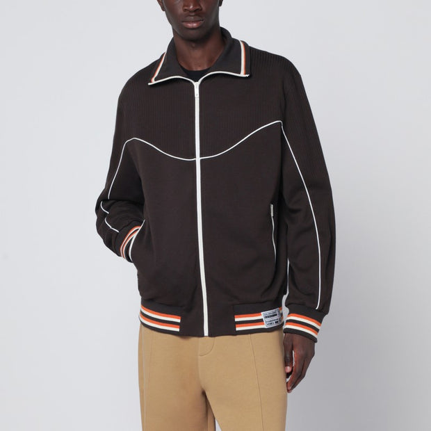 Golden Goose Brown Zip Sweatshirt In Technical Jersey