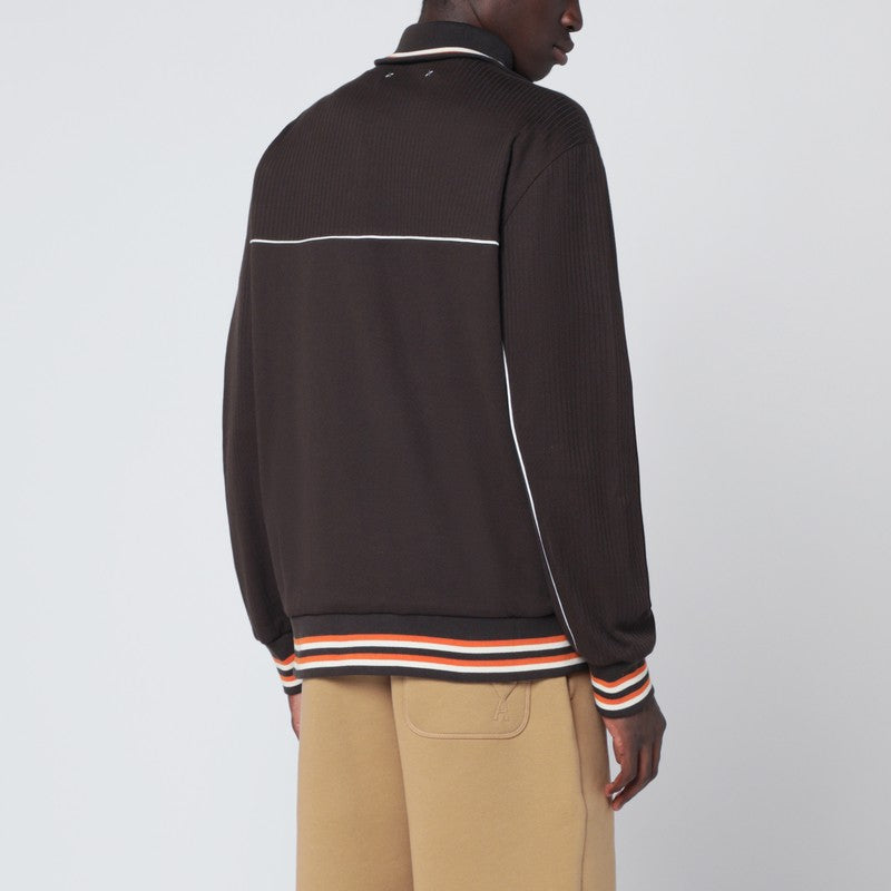 Golden Goose Brown Zip Sweatshirt In Technical Jersey