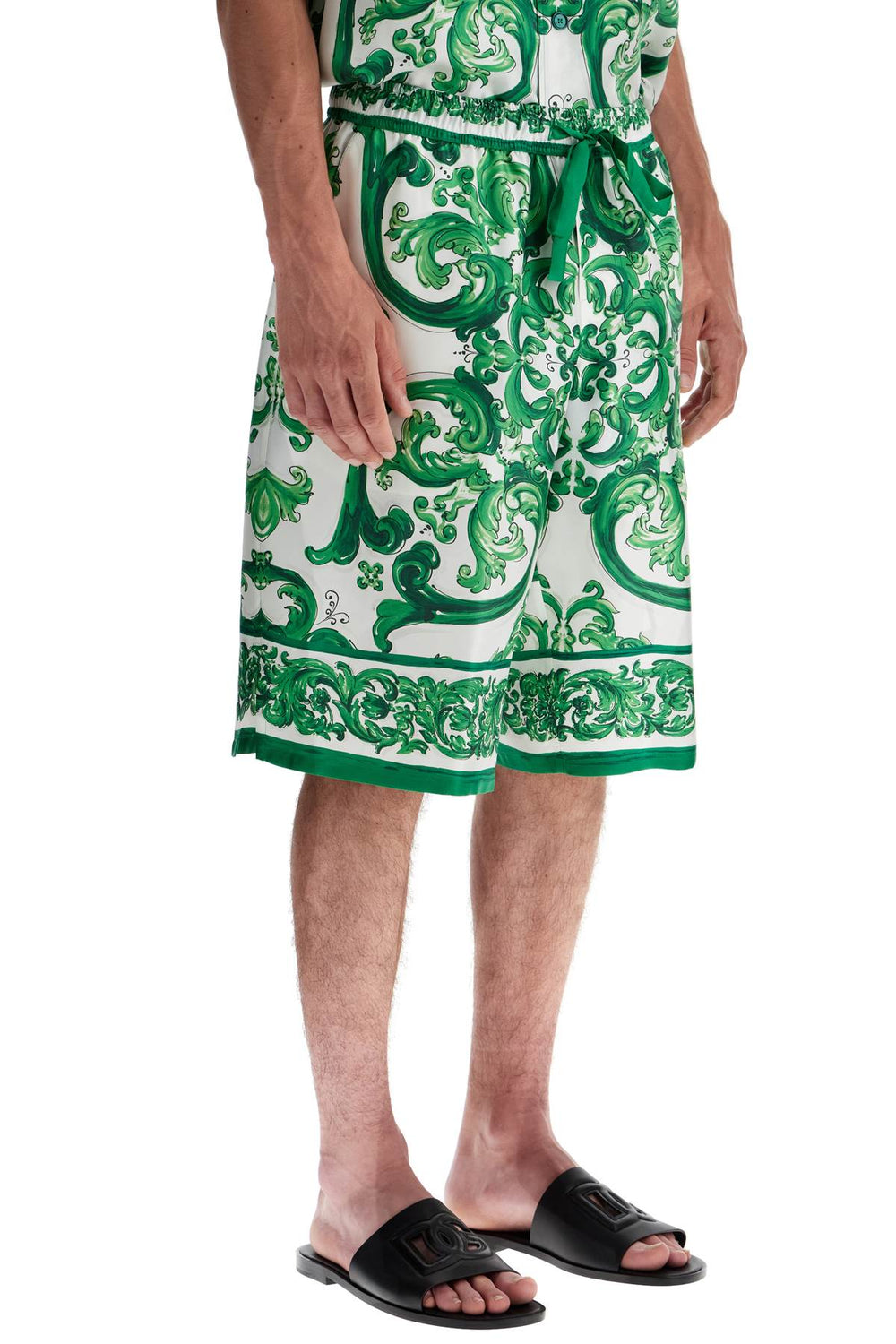 Dolce & Gabbana Majolica Print Silk Bermuda Shorts