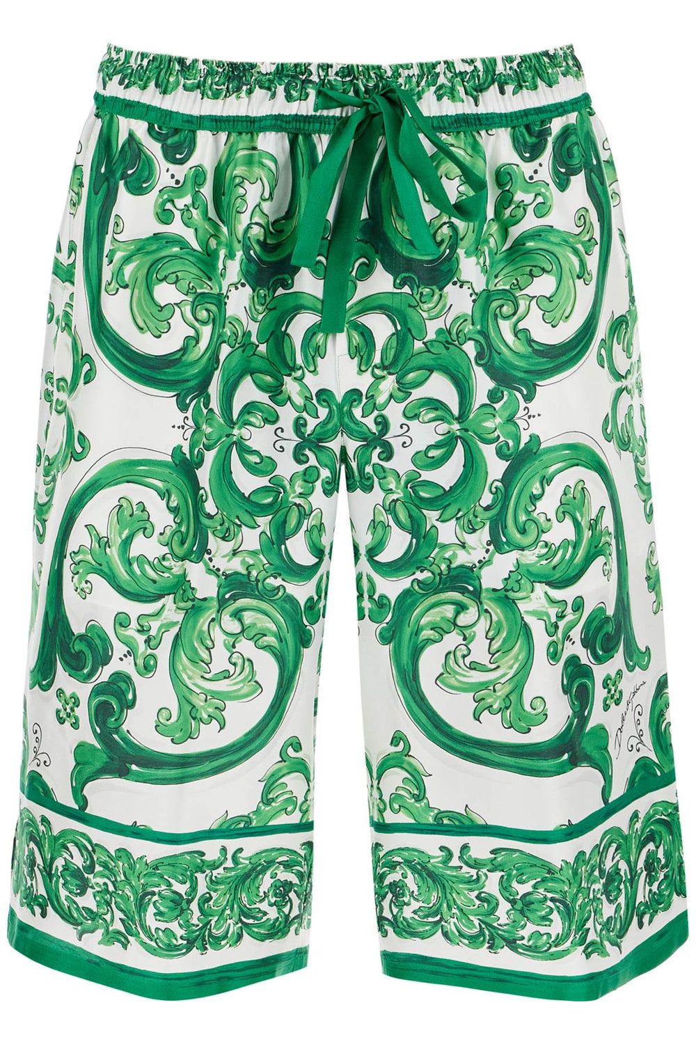 Dolce & Gabbana Majolica Print Silk Bermuda Shorts