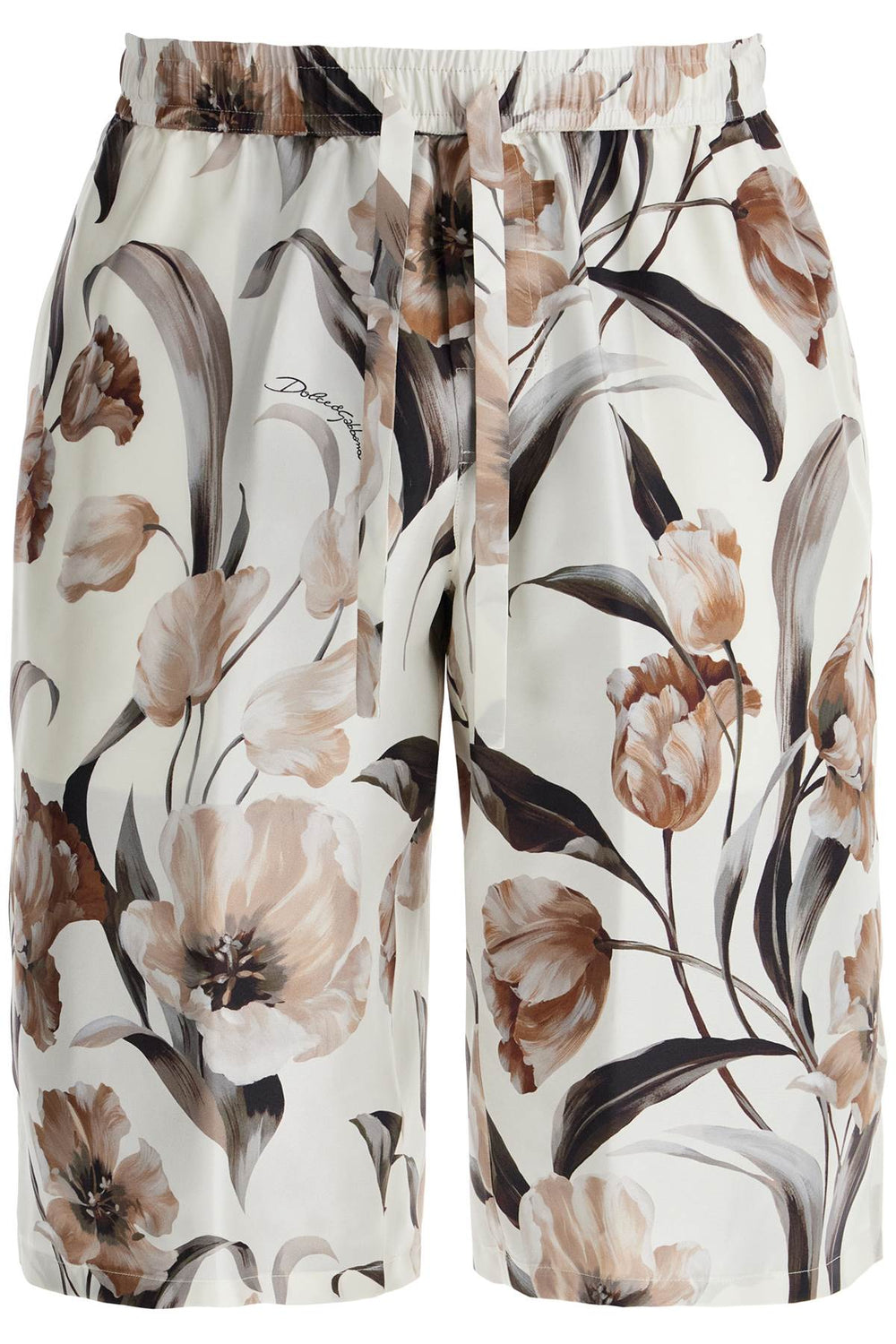 Dolce & Gabbana Silk Bermuda Shorts With Floral Print