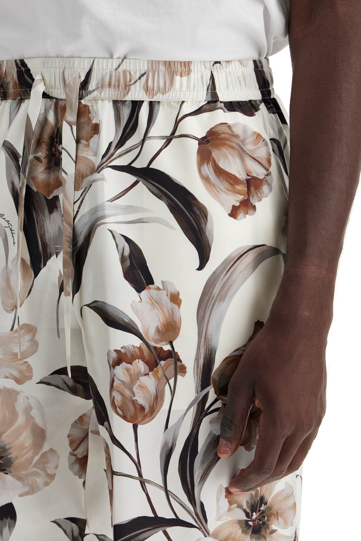 Dolce & Gabbana Silk Bermuda Shorts With Floral Print