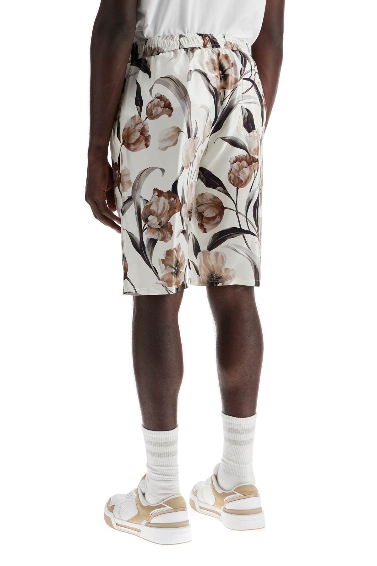 Dolce & Gabbana Silk Bermuda Shorts With Floral Print