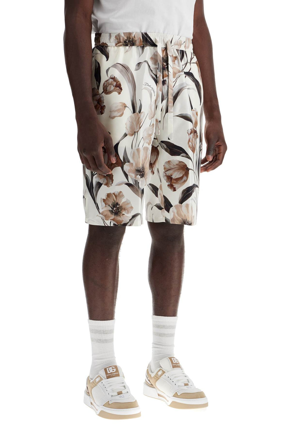 Dolce & Gabbana Silk Bermuda Shorts With Floral Print