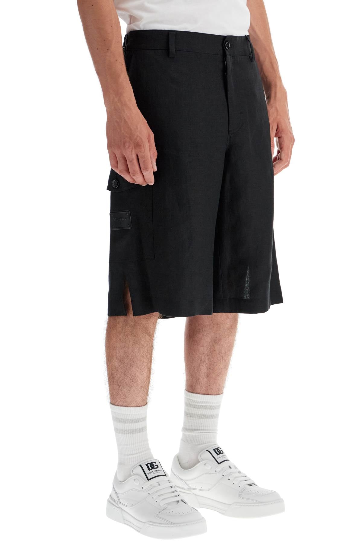 Dolce & Gabbana Linen Cargo Bermuda Shorts