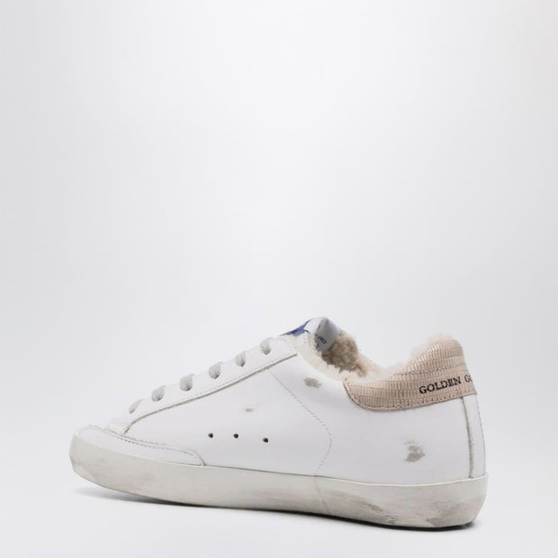 Golden Goose White/silver Super-Star Sneakers With Shearling Lining