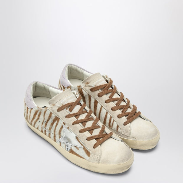 Golden Goose Super-Star Sneakers In Zebra Pony Hair