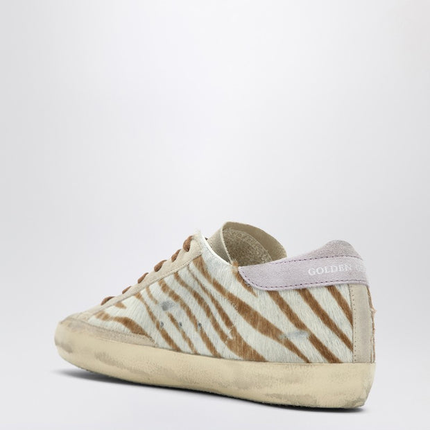 Golden Goose Super-Star Sneakers In Zebra Pony Hair