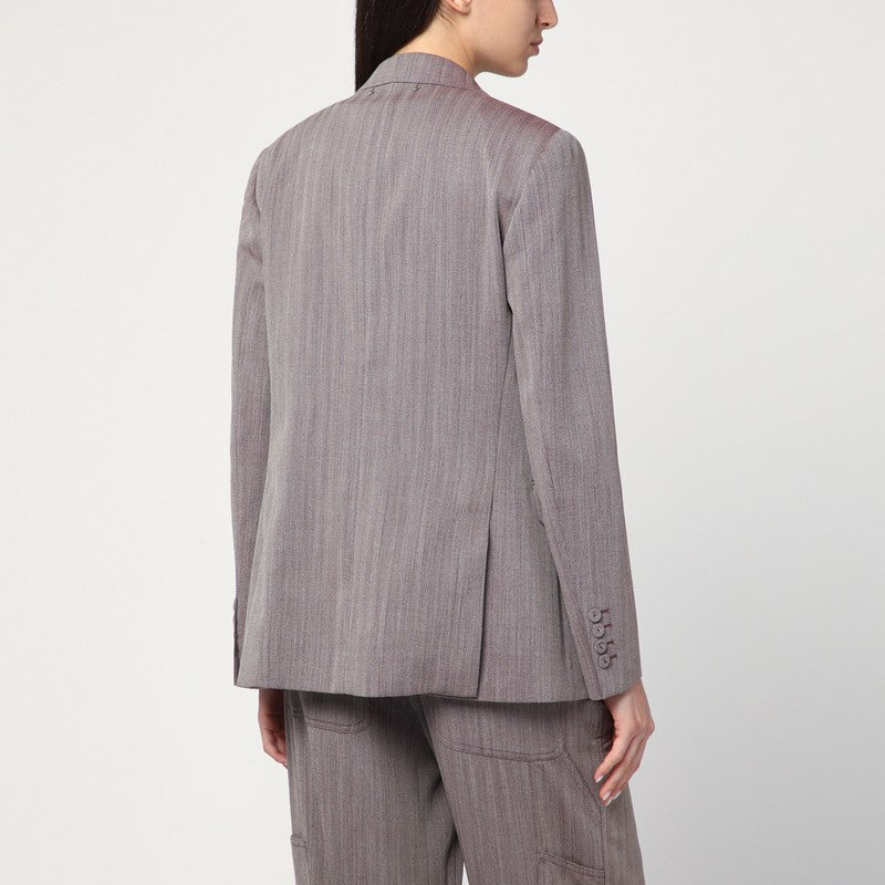 Golden Goose Light Brown Double-breasted Jacket In Chevron Wool Blend