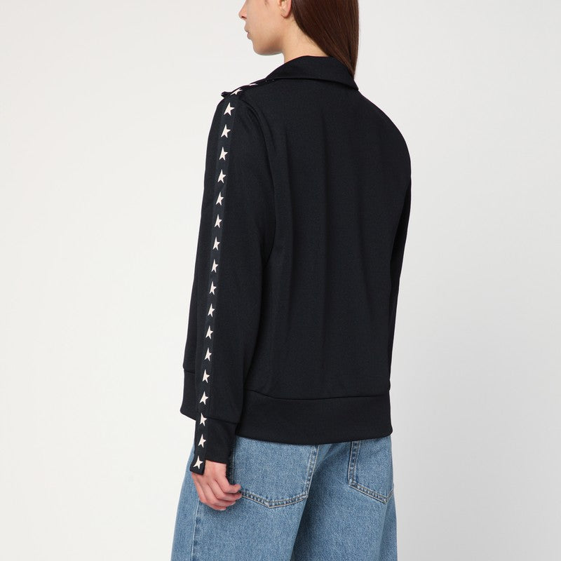 Golden Goose Black Zip Sweatshirt With Stars