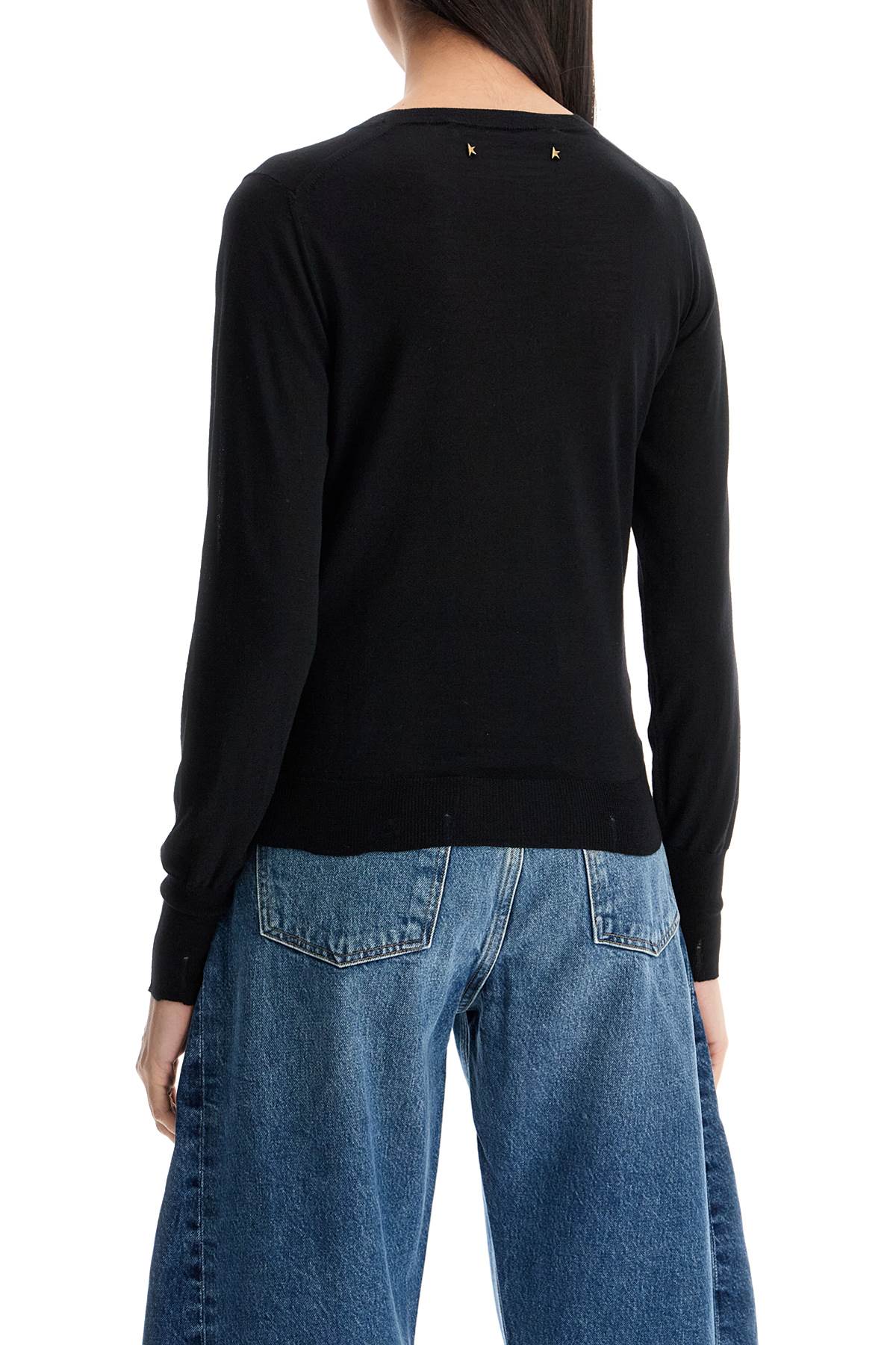 Golden Goose Distressed Black Merino Wool Sweater