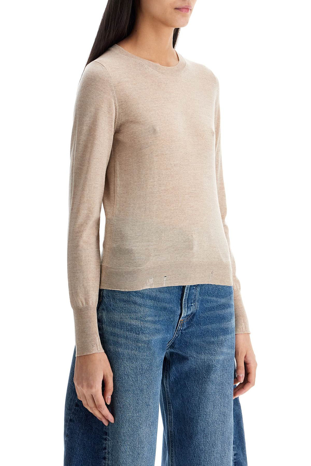 Golden Goose Light Beige Merino Wool Crew Neck Sweater