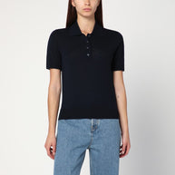 Golden Goose Navy Blue Polo In Virgin Wool