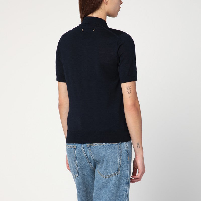 Golden Goose Navy Blue Polo In Virgin Wool
