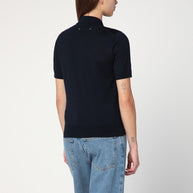 Golden Goose Navy Blue Polo In Virgin Wool