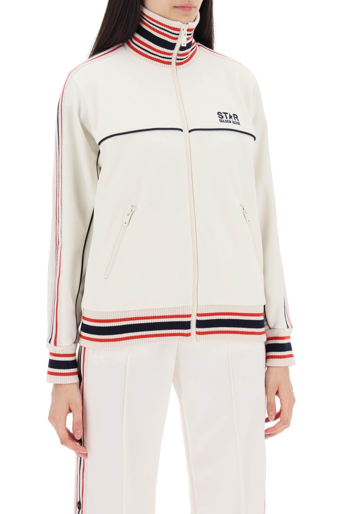 Golden Goose Track Sweatshirt With Contrasting Hem Edges