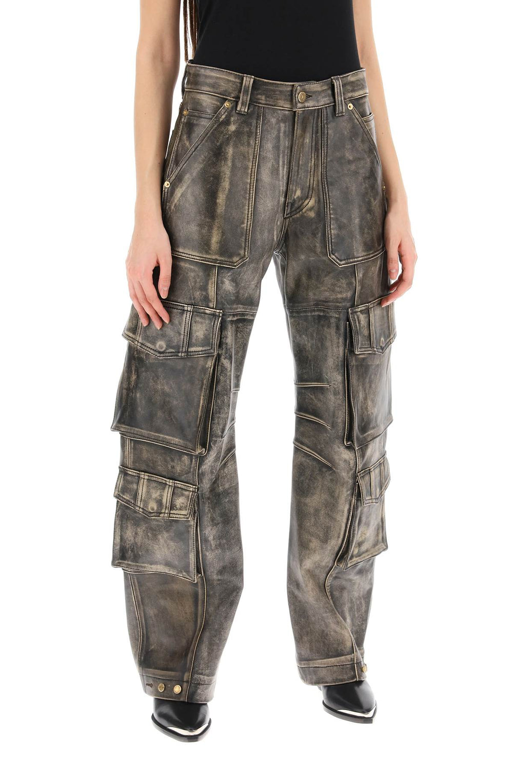 Golden Goose Irin Cargo Pants In Vintage-effect Nappa Leather