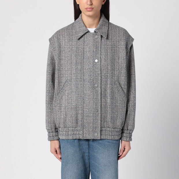 Golden Goose Wool Blend Herringbone Bomber Jacket