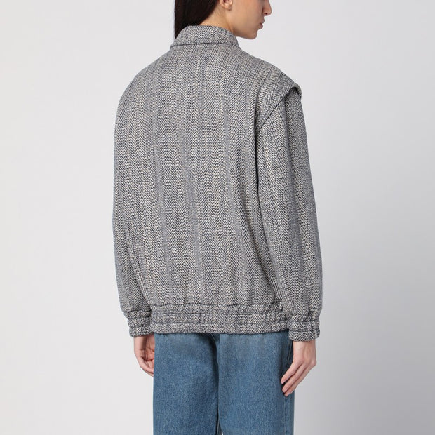 Golden Goose Wool Blend Herringbone Bomber Jacket