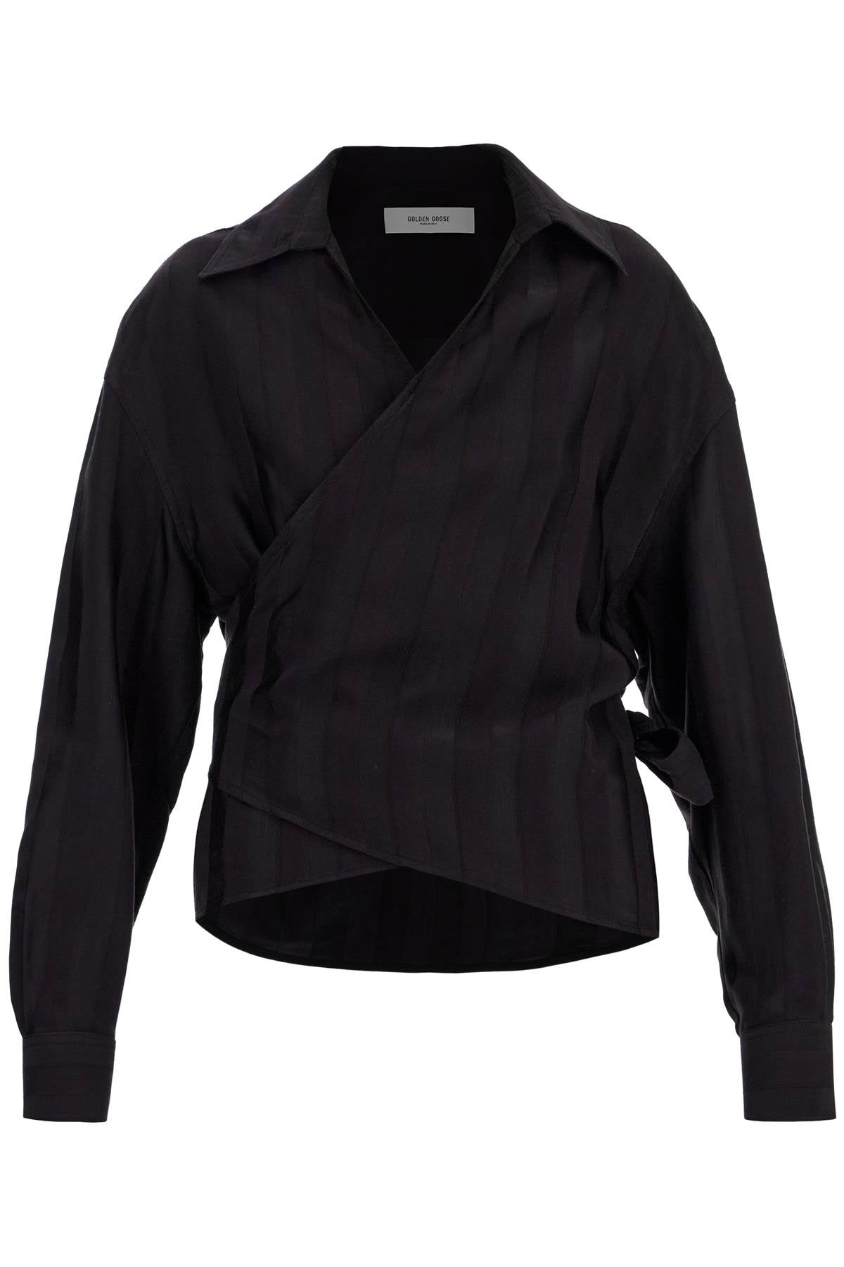 Golden Goose Wrap Shirt In Night Stripe Viscose