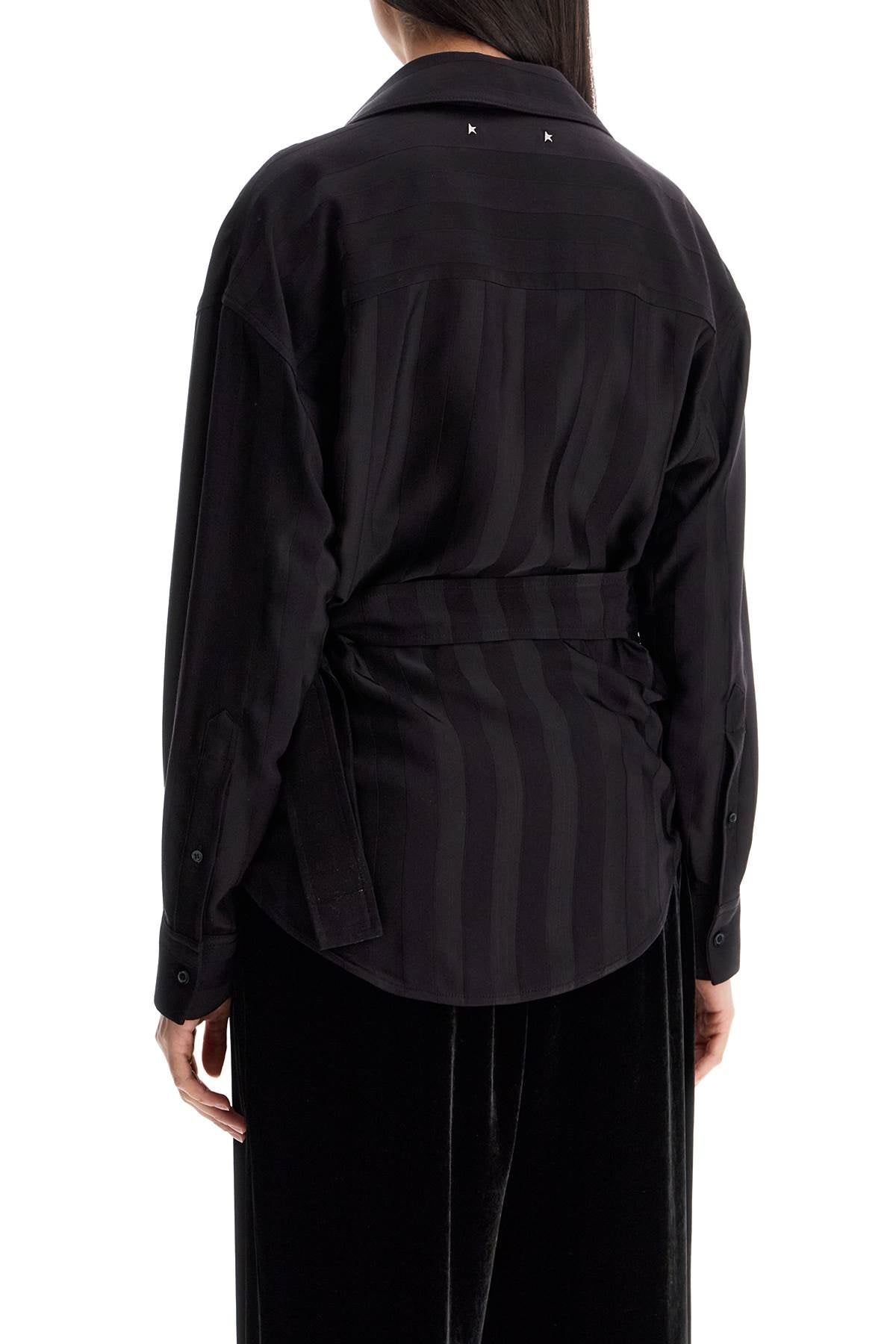 Golden Goose Wrap Shirt In Night Stripe Viscose